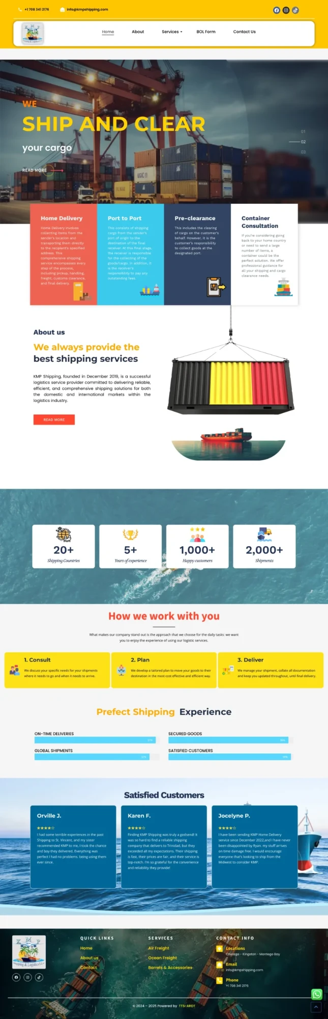 KMP Shipping website screenshot
